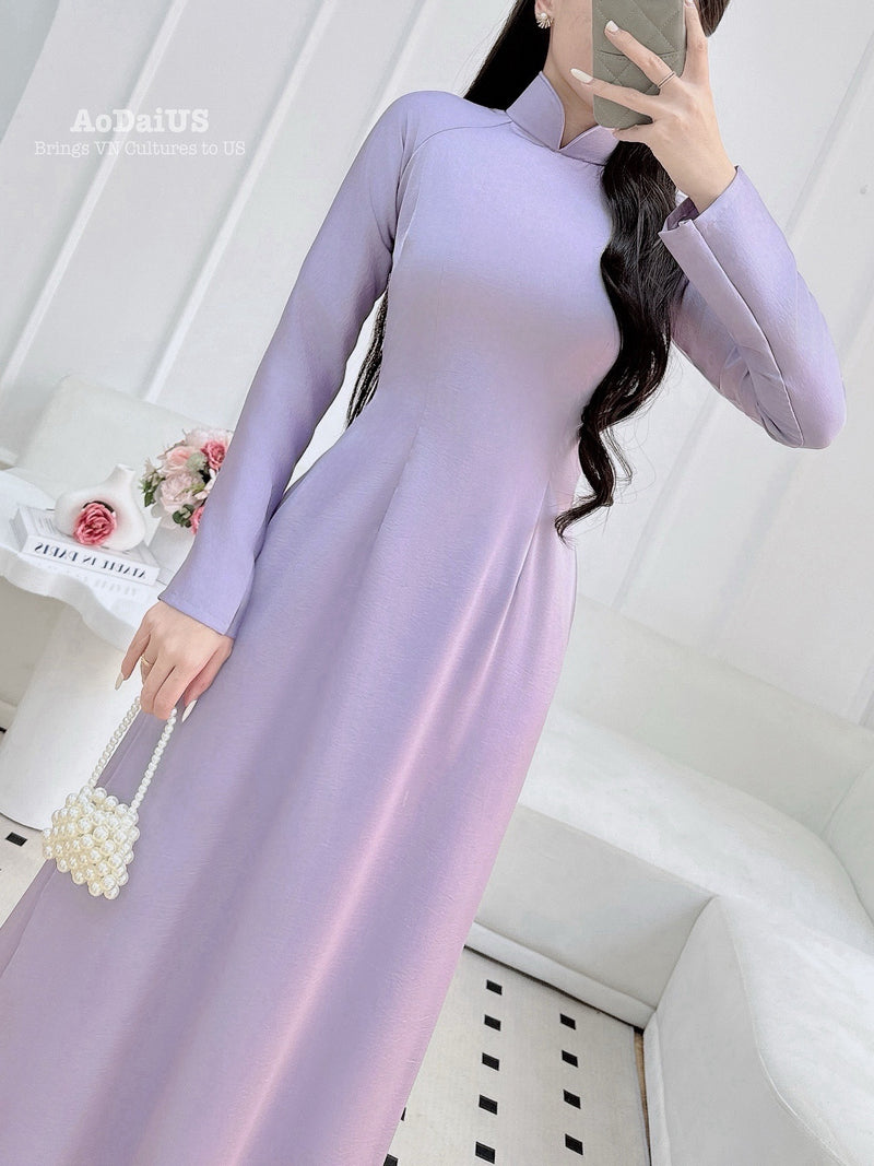 Light Purple Elegance Traditional Vietnamese Ao Dai No Pants | Áo Dài Tím H15