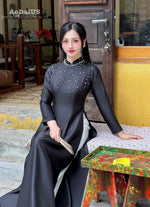 Black Pearl Grace Traditional Vietnamese Ao Dai No Pants J4