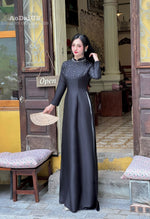 Black Pearl Grace Traditional Vietnamese Ao Dai No Pants J4