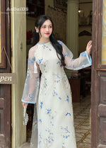 Blue Petal Dance Modern Ao Dai No Pants I11