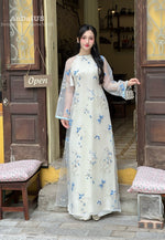 Blue Petal Dance Modern Ao Dai No Pants I11