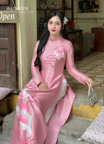 Blush Lotus Elegance Ao Dai Traditional Vietnamese Ao Dai No Pants J6