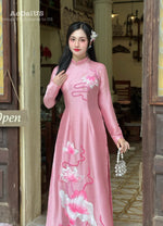 Blush Lotus Elegance Ao Dai Traditional Vietnamese Ao Dai No Pants J6