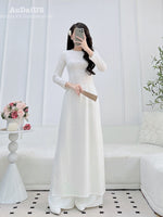 Bianca Traditional Vietnamese Ao Dai with Pearls No Pants D11