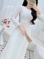 Bianca Traditional Vietnamese Ao Dai with Pearls No Pants D11