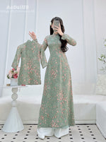 Green Matching Mom and Daughter Ao Dai | Mother Daughter Matching A15