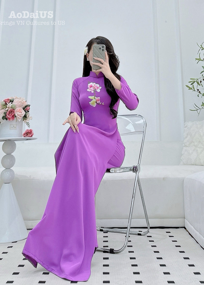 Royal Violet Vietnamese Traditional Ao Dai | Vietnamese Dress B30