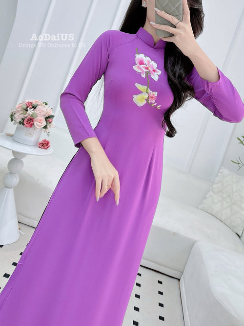 Royal Violet Vietnamese Traditional Ao Dai | Vietnamese Dress B30