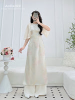 Beige Eternal Bond Matching Couple Ao Dai | Áo Dài Gia Đình V1