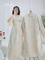 Beige Eternal Bond Matching Couple Ao Dai | Áo Dài Gia Đình V1