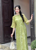 Green Modern Floral Ao Dai For Women | Vietnamese Modernized Dress | Up to 10XL H19