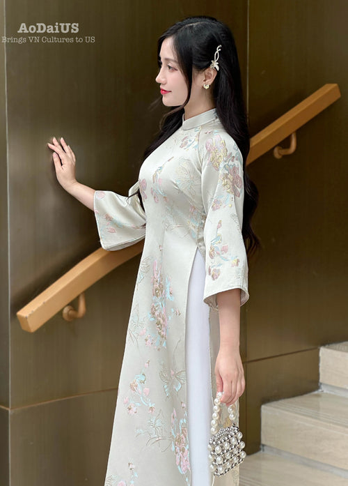 Butterfly Gardern Shifted Ao Dai No Pants | Áo Dài Hồ Điệp B10
