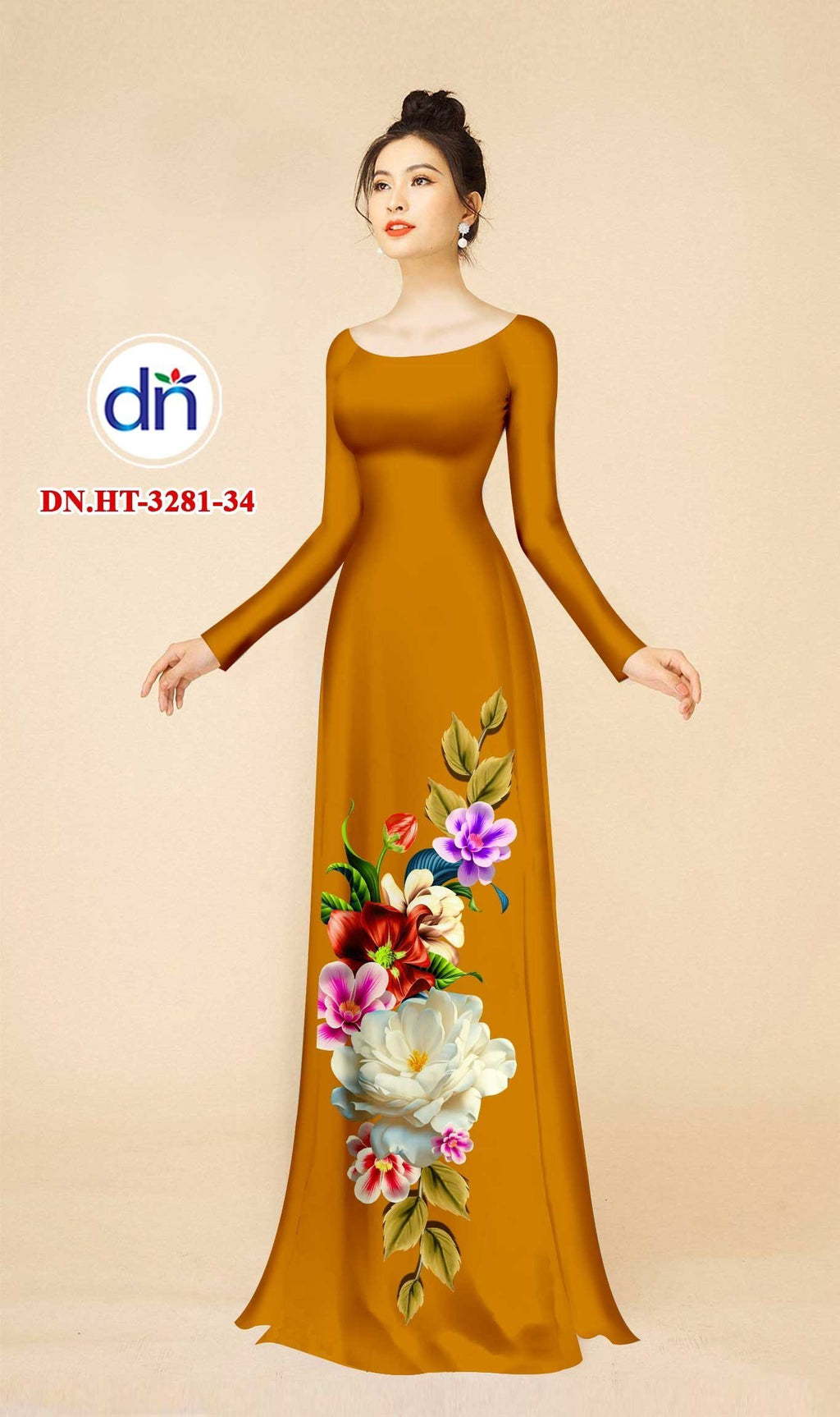 ベトナムアオザイ(Áo dài Việt Nam )/No 332 Green Vietnamese Ao Dai With Yellow Pants | Ao Dai Viet Nam