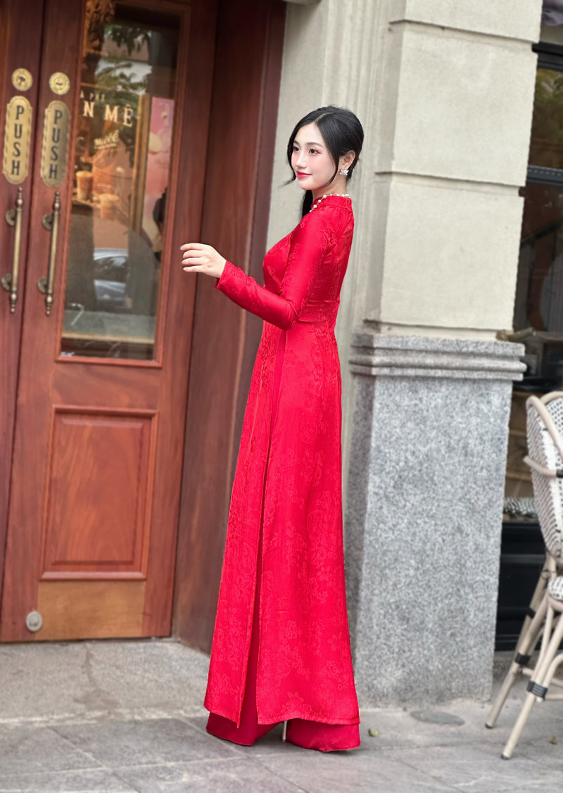 Vietnamese Traditional Ao Dai For Women-No Pants | Áo Dài Truyền Thống Tơ Tằm H49