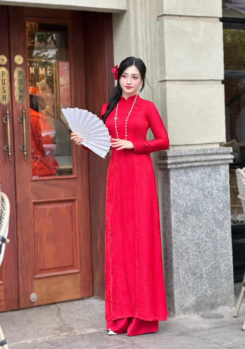 Vietnamese Traditional Ao Dai For Women-No Pants | Áo Dài Truyền Thống Tơ Tằm H49