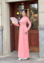 Sweet Pink Vietnamese Traditional Ao Dai For Women-No Pants | Áo Dài Truyền Thống Lụa