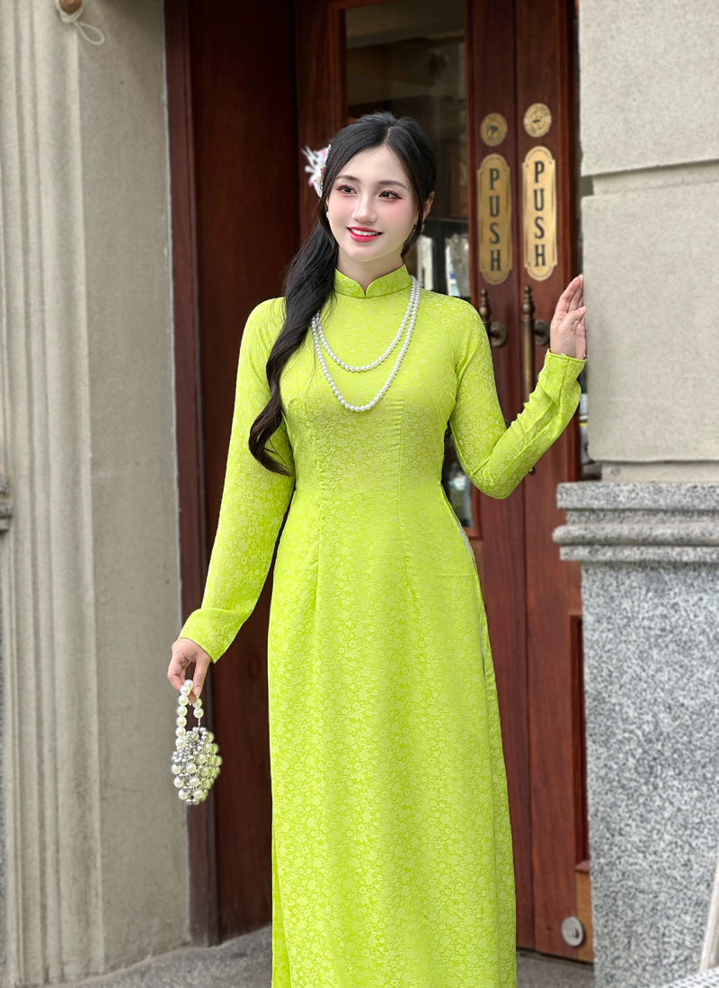 Vietnamese Traditional Ao Dai For Women-No Pants | Áo Dài Truyền Thống Tơ Lụa 2 Da