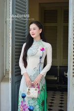 Huong Sen Traditional Vietnamese Ao Dai Set with Dress Pants B26