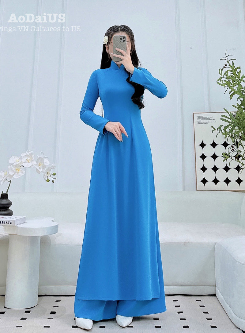 Sky Blue Elegance Traditional Vietnamese Ao Dai