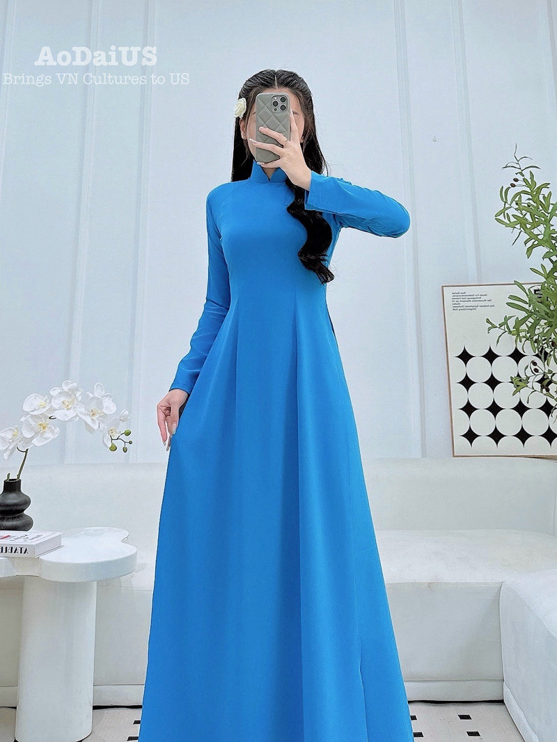 Sky Blue Elegance Traditional Vietnamese Ao Dai