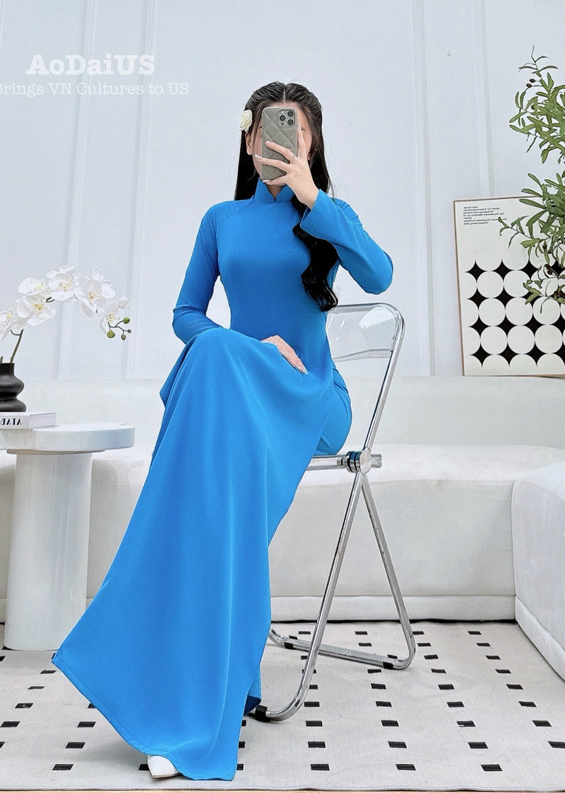 Sky Blue Elegance Traditional Vietnamese Ao Dai