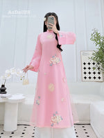 Pink Blossom Mother & Daughter Ao Dai | Sweet Rose Family Matching Ao Dai