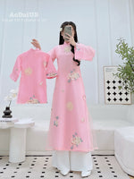 Pink Blossom Mother & Daughter Ao Dai | Sweet Rose Family Matching Ao Dai