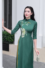 Green Vietnamese Ao Dai With Yellow Pants | Ao Dai Viet Nam | Áo Dài Truyền Thống C29