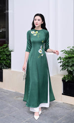 Green Cúc Chi Traditional Vietnamese Ao Dai Set G8