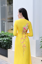 Floral Yellow Traditional Vietnamese Ao Dai | No Pants G4