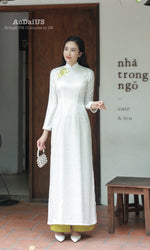White Grace Lotus Ao Dai Vietnamese Traditional Ao Dai B29
