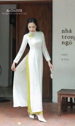 White Grace Lotus Ao Dai Vietnamese Traditional Ao Dai B29