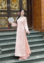 Fiona Pink Floral Ao Dai Modern | Vietnamese Modernized Dress No Pants H31