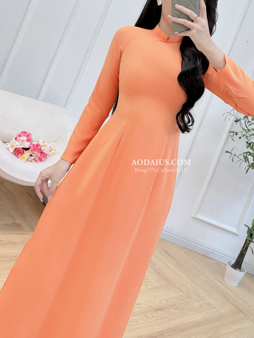 Tangerine Sunrise Classic Ao Dai | Traditional Vietnamese Dress N12