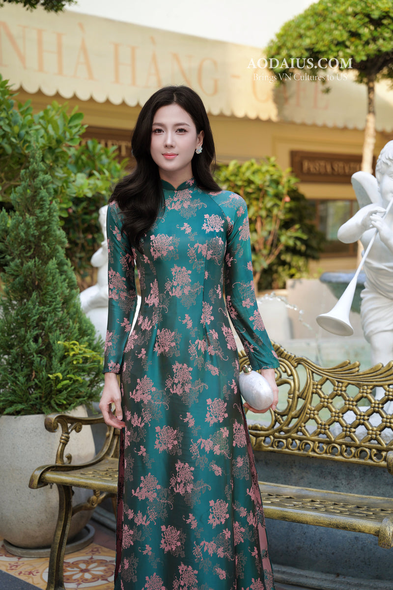 vietnamese traditional dress Double layer ao dai, Modern Vietnamese dress, Vietnamese tunic dress, Vietnamese lunar New year dress 2024, Custom ao dai Vietnam LA-W24