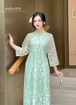 Green Tơ Hoa Ao Dai  | Áo Dài Hương Giang | Modern Ao Dai E25