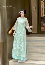 Green Tơ Hoa Ao Dai  | Áo Dài Hương Giang | Modern Ao Dai E25