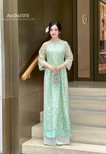 Green Tơ Hoa Ao Dai  | Áo Dài Hương Giang | Modern Ao Dai E25