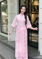 Pink Floral Modern Ao Dai Vietnam NO PANTS | Modern Vietnamese Ao Dai H40