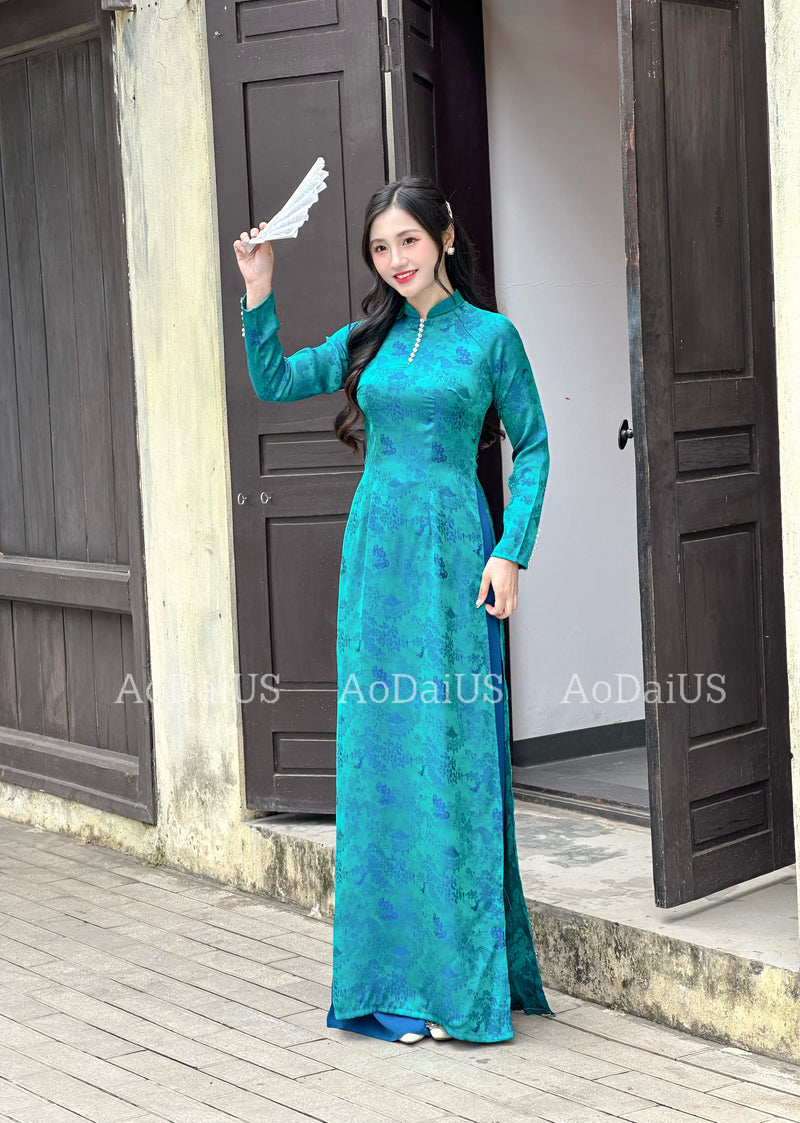 Áo Dài Gấm Set | Vietnamese Traditional Ao Dai For Women | Áo Dài Truyền Thống H30