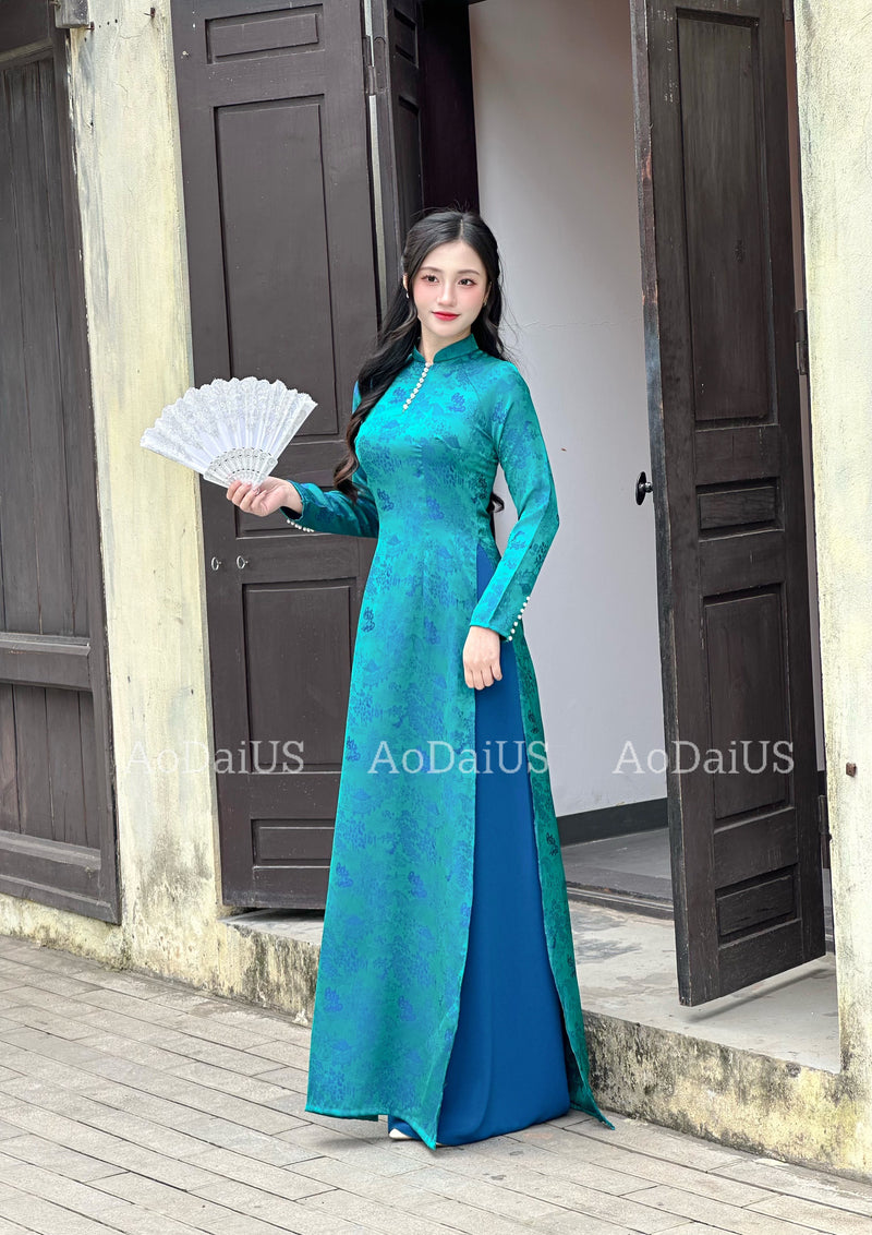 Áo Dài Gấm Set | Vietnamese Traditional Ao Dai For Women | Áo Dài Truyền Thống H30