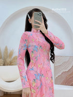 Pink Leaf Traditional Ao Dai Set | Traditional Vietnamese Ao Dai D31