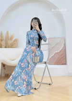 Gray Leaf Traditional Ao Dai Set | Traditional Vietnamese Ao Dai D31