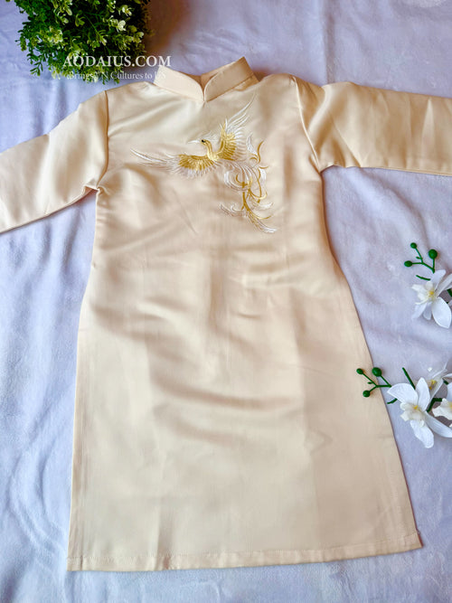 Golden Phoenix Grace Embroidery Ao Dai For Boys | Áo Dài Bé Trai N8