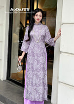 Purple Gấm Ao Dai Set | Traditional Vietnamese Ao Dai H40