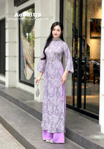 Purple Gấm Ao Dai Set | Traditional Vietnamese Ao Dai H40