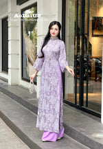 Purple Gấm Ao Dai Set | Traditional Vietnamese Ao Dai H40