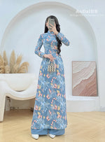 Gray Leaf Traditional Ao Dai Set | Traditional Vietnamese Ao Dai D31