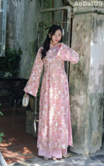 Flowers Sequin Shift Vietnamese Ao Dai | Áo Dài Cách Tân