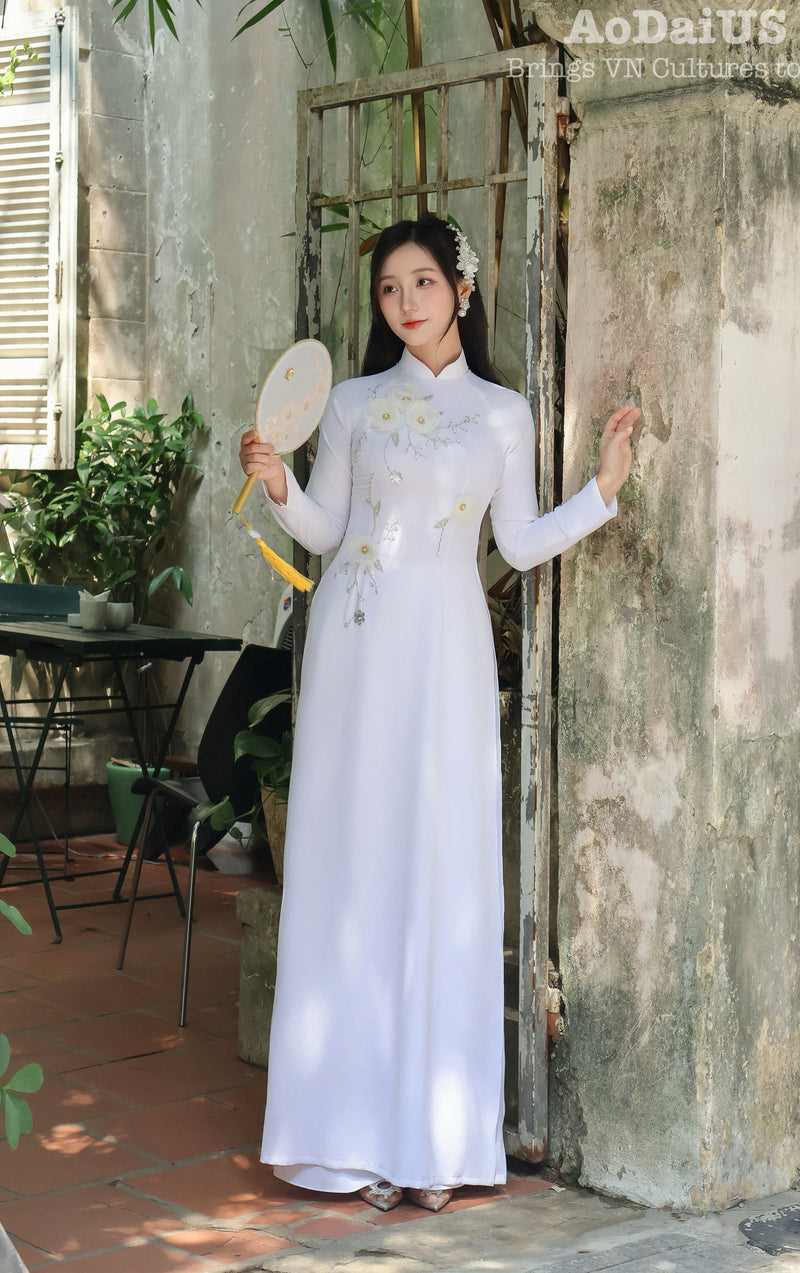 3D Flowers Traditional Vietnamese Ao Dai | Áo Dài Truyền Thống